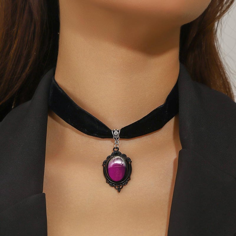Cicod Gothic Black Velvet Goth Choker Necklace for Women,Cameo Black Choker Crow Skull Pendant Necklace Vintage Collar Skull Necklace Gothic Jewelry - Image 2